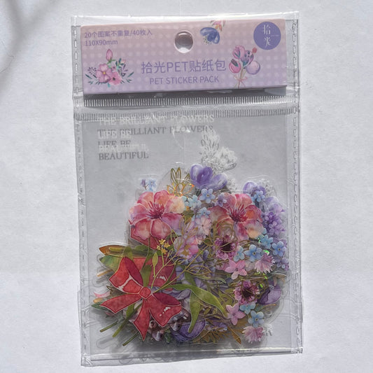 Paquetes de pegatinas florales de violeta y rosa de granjero de EDICIÓN LIMITADA