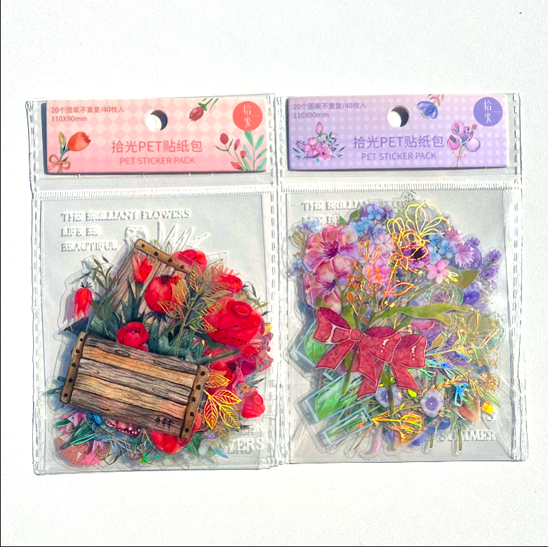 LIMITED EDITION Violet and Farmer's rose floral sticker packs