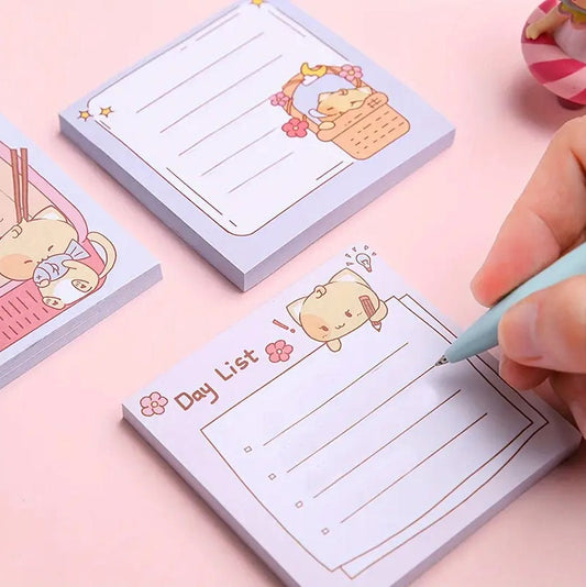 Cute Cartoon Cat Sticky Notes, Post-it notes, daily schedule