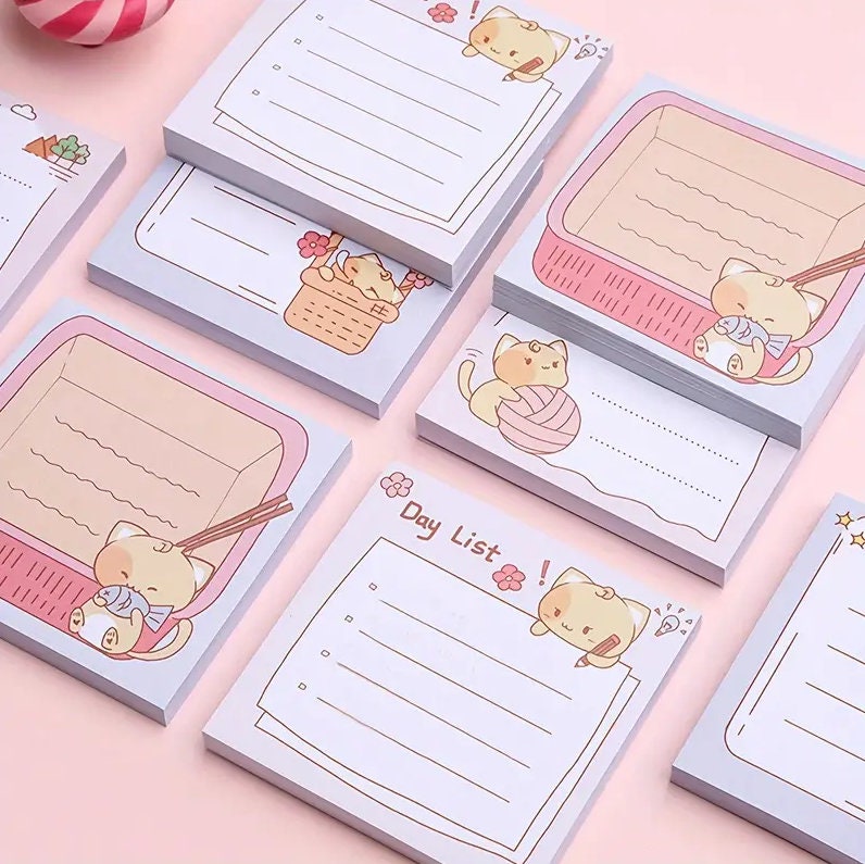 Cute Cartoon Cat Sticky Notes, Post-it notes, daily schedule