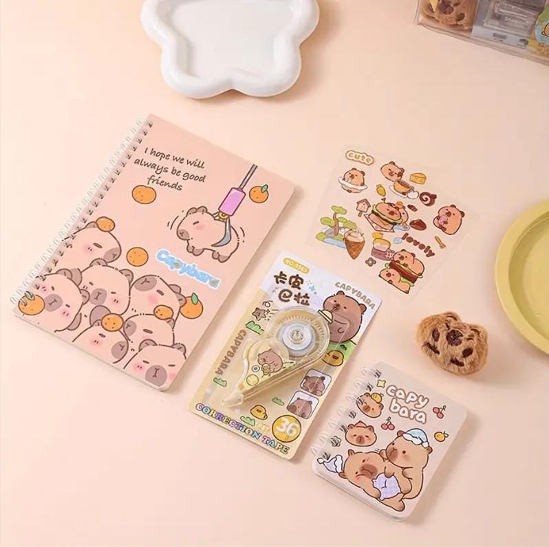 Capybara-Themed 13 and 7pcs Stationery Set, Perfect gift for Christmas, stationary gift bundle