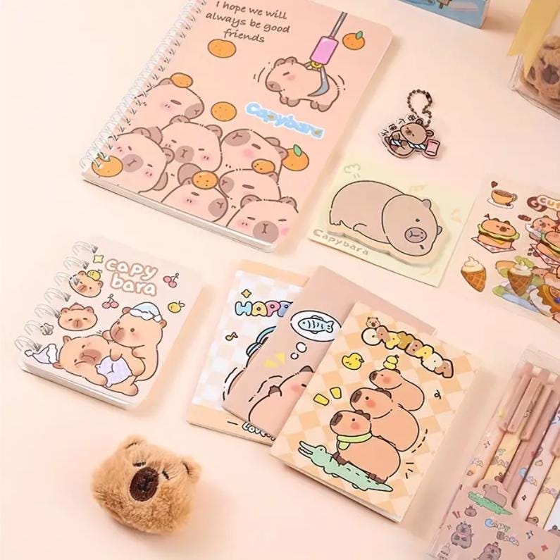 Capybara-Themed 13 and 7pcs Stationery Set, Perfect gift for Christmas, stationary gift bundle