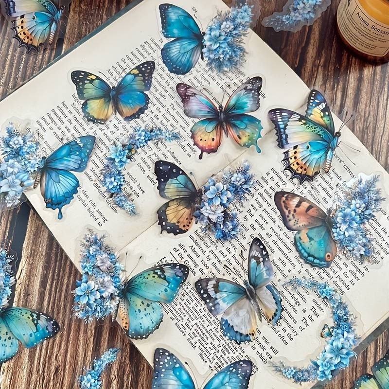 30pcs Vintage Butterfly Floral Stickers, Scrapbooking, Laptop stickers, Decals