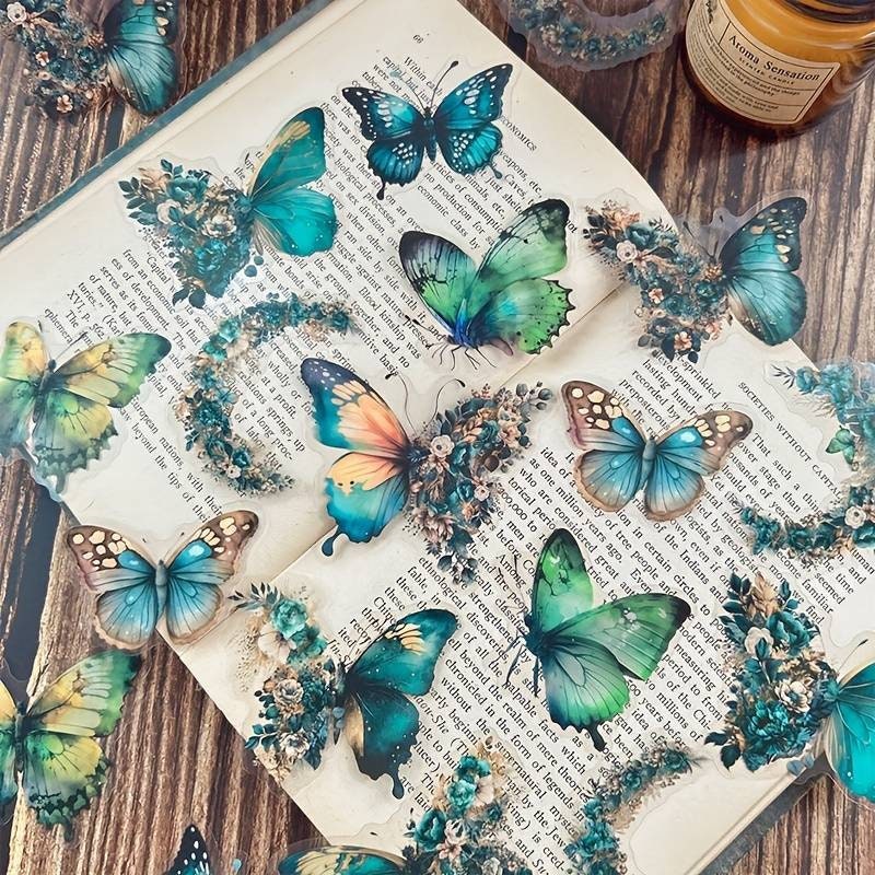 30pcs Vintage Butterfly Floral Stickers, Scrapbooking, Laptop stickers, Decals