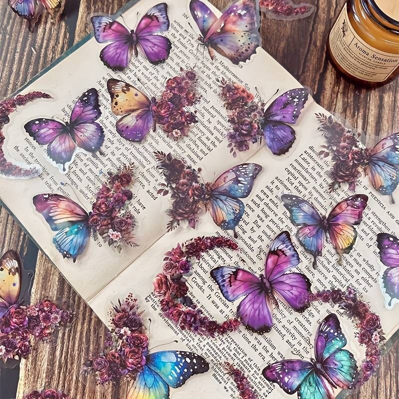 30pcs Vintage Butterfly Floral Stickers, Scrapbooking, Laptop stickers, Decals